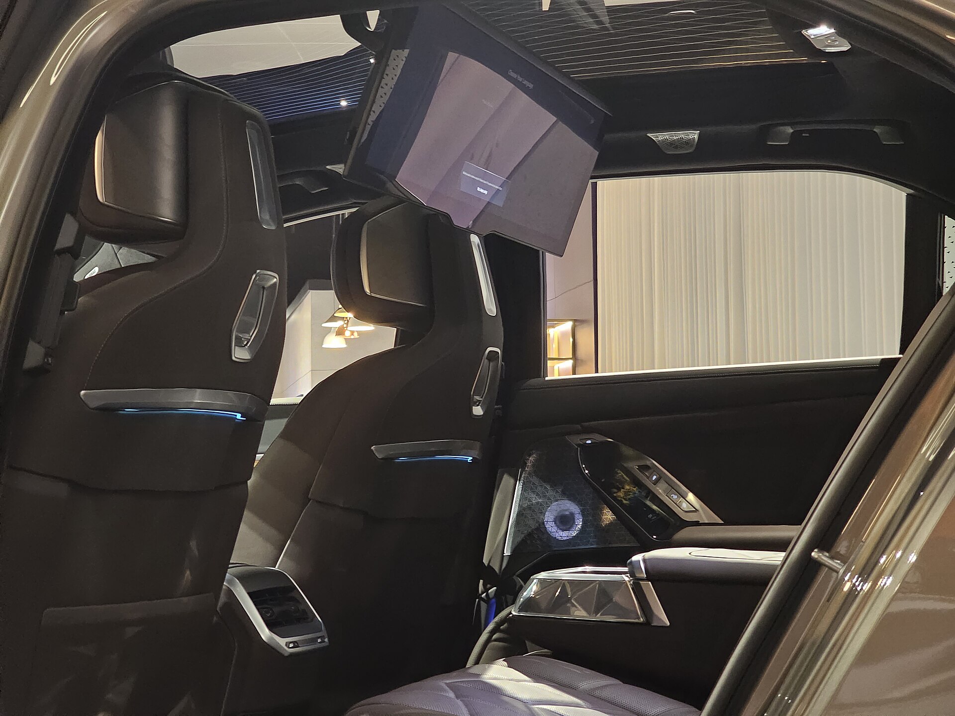 BMW i7 executive rear cabin with Merino leather and Theatre Screen